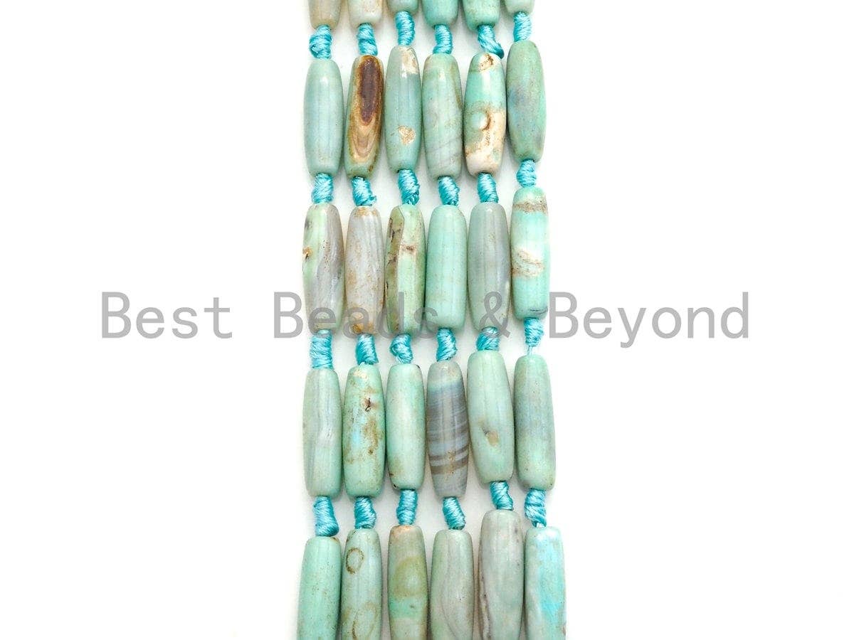 1pc/9pc Natural Tibetan Agate Barrel Spacer Beads, Turquoise Blue Agate Spacer Beads, Tibetan Dzi Beads, 10x30mm, sku#U883