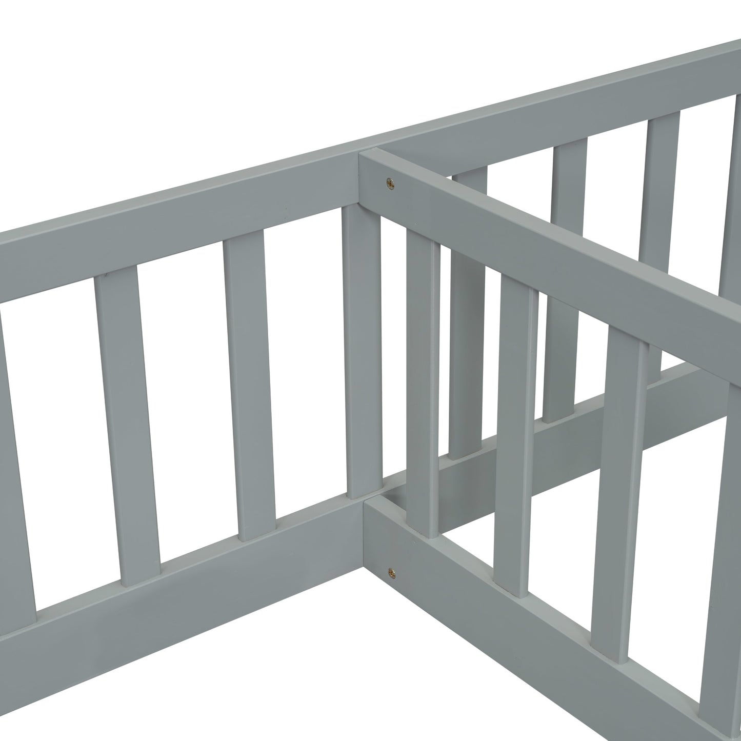 Double Twin Floor Bed with Fence, Guardrails, without Door