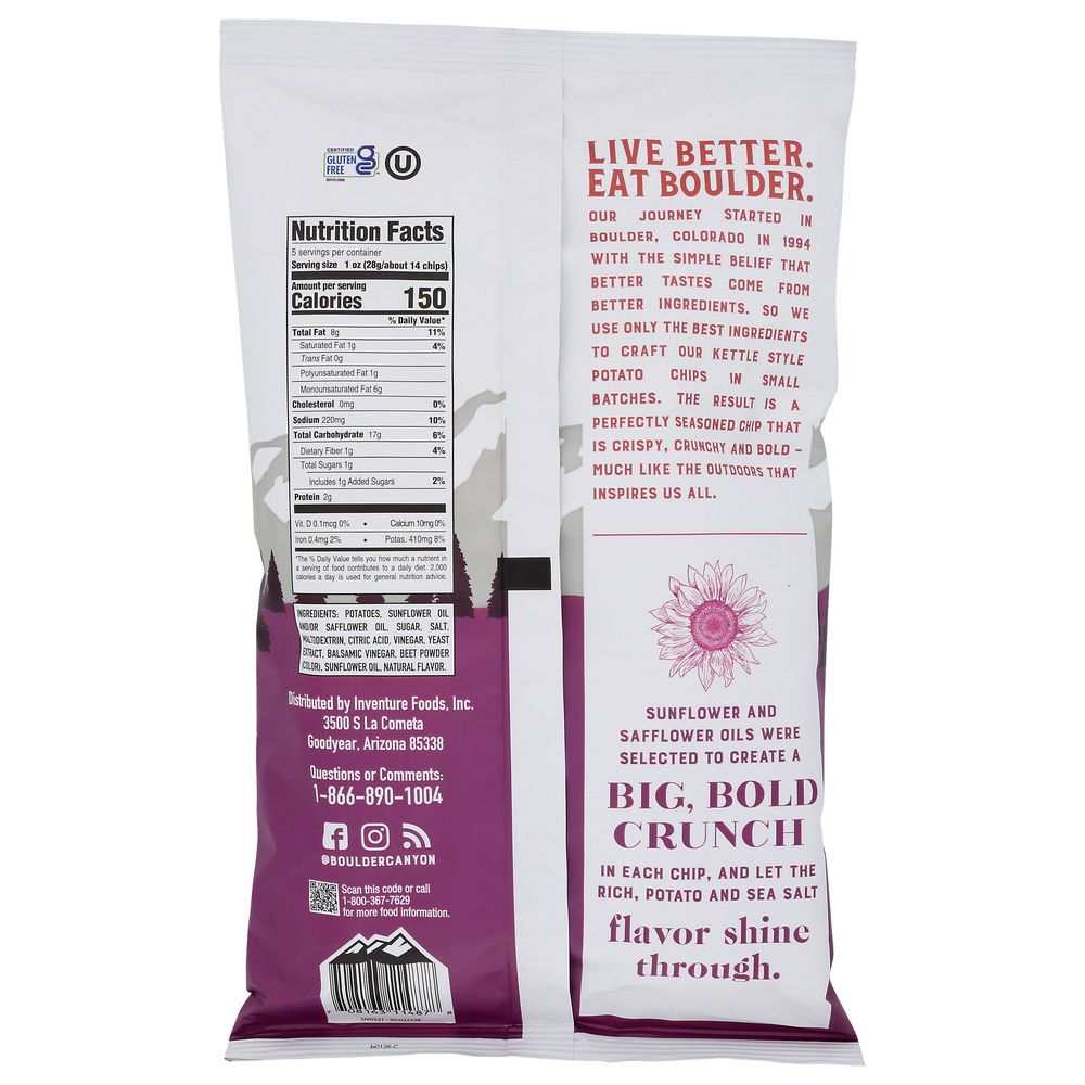 BOULDER CANYON: Red Wine Vinegar | Kettle Cooked | Potato Chips | 5 oz