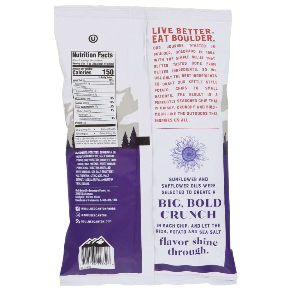 BOULDER CANYON: Malt Vinegar & Sea Salt Kettle Chips, 6.5 oz