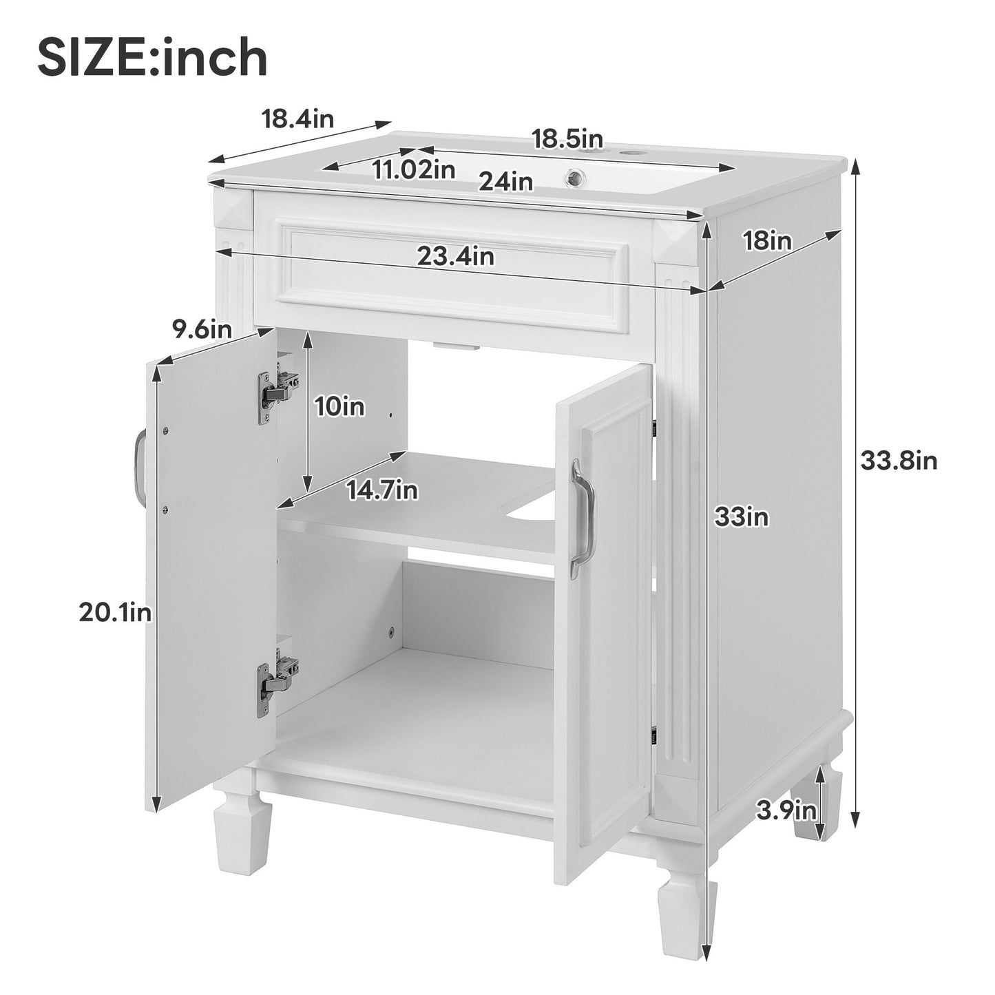 Bathroom Vanity With Top Sink and Soft Closing Doors