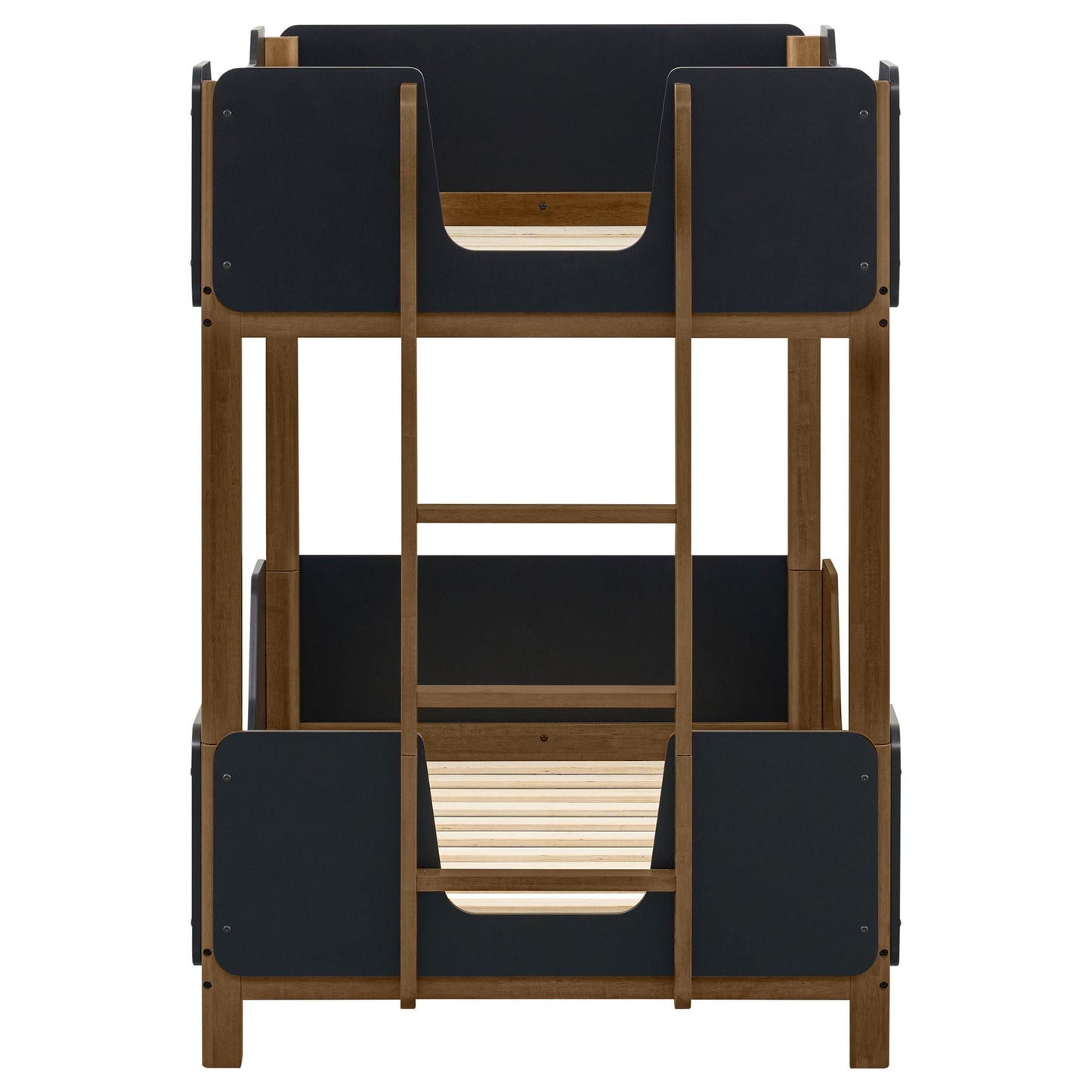 Morris Twin Over Twin Wood Bunk Bed Black and Walnut