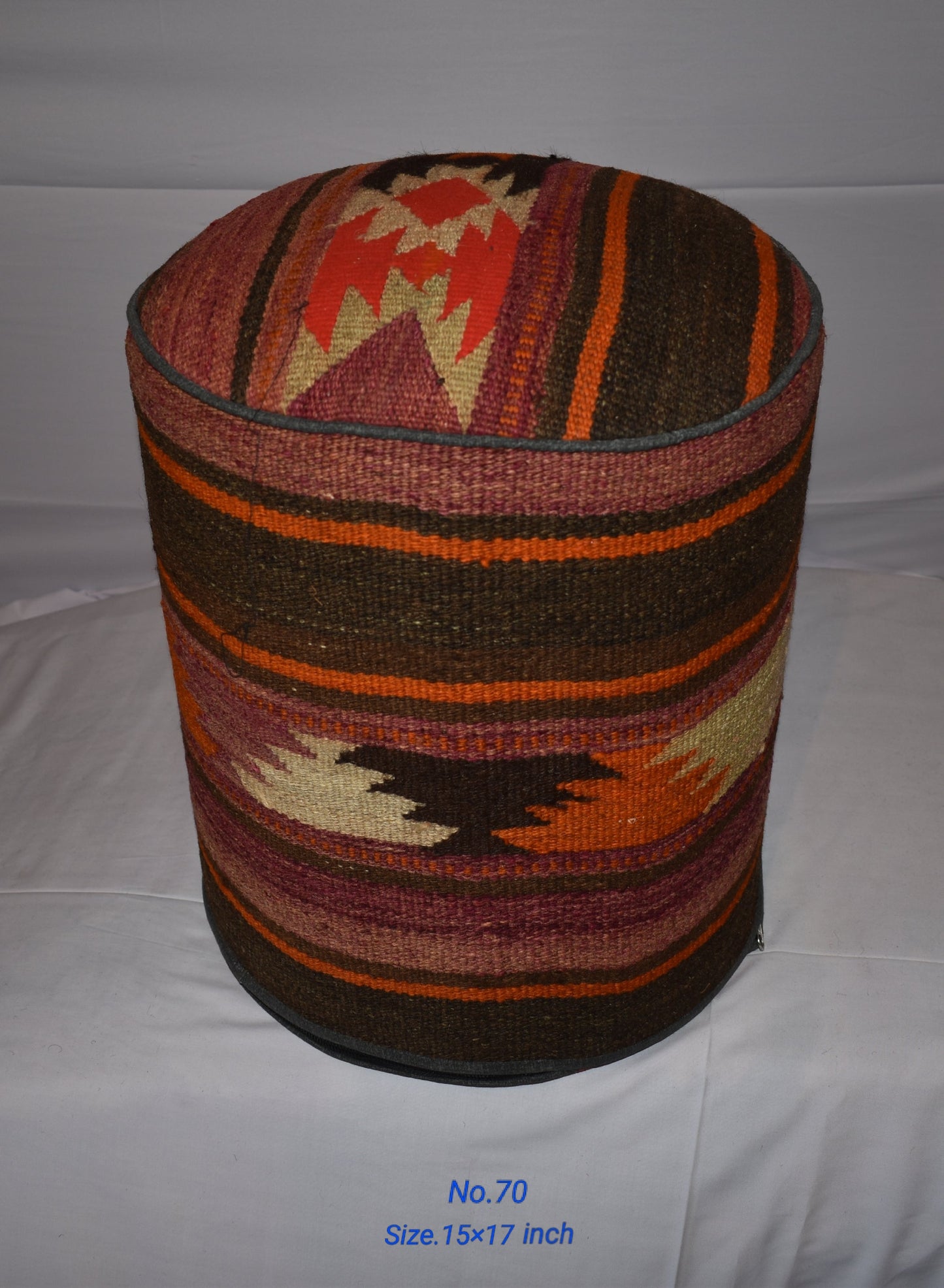 One of a Kind Kilim Rug Pouf Ottoman foot stool - #70