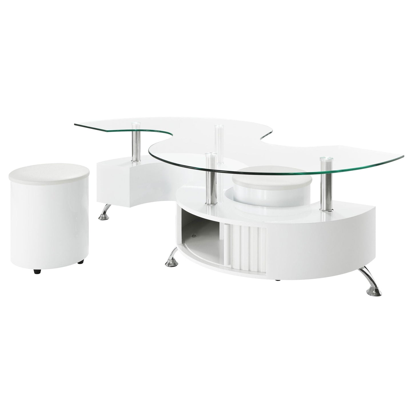 Buckley 3-piece Coffee Table and Stools Set White High Gloss