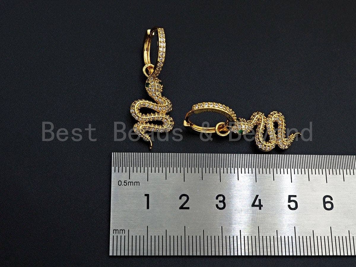 CZ Snake Huggie Earrings, Sku#J259