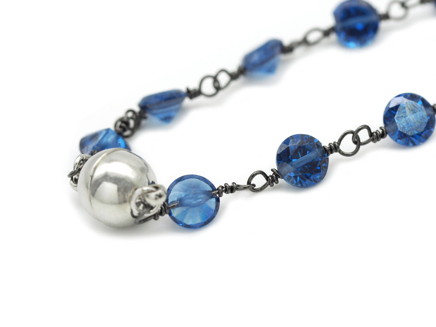 Hand Made Colorful CZ Crystal Cone Beaded Bezel Chain EF155