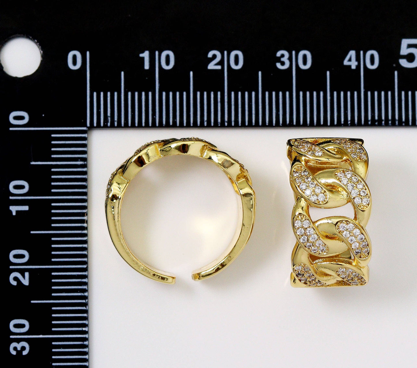 CZ Pave Chunky Cuban Chain Link Ring, Sku#LK747