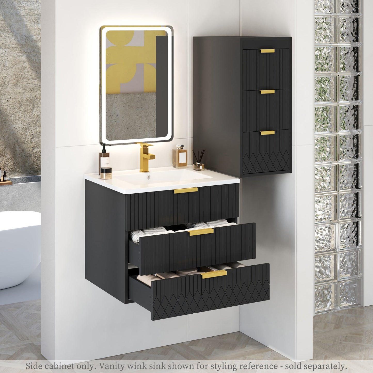 Wall Mounted Floating Cabinet with Drawers