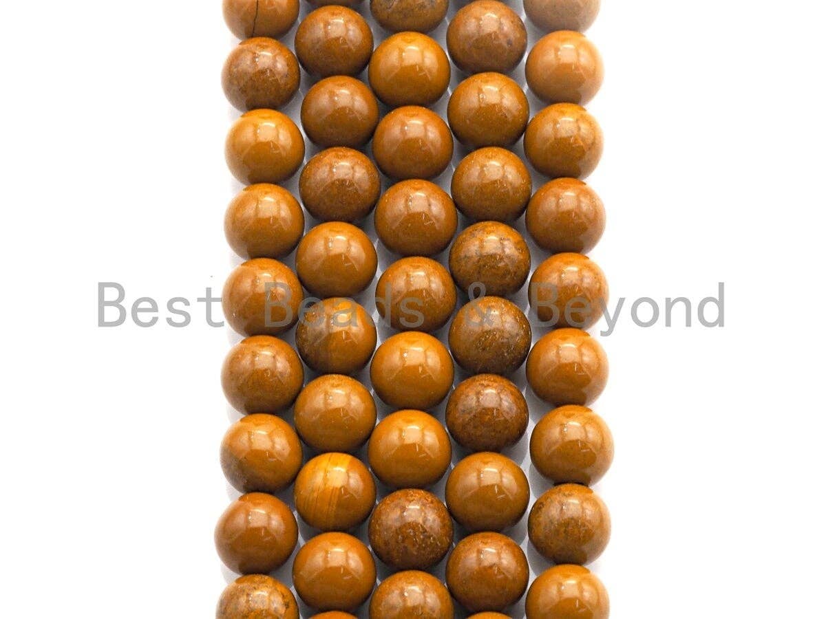 Natural Yellow Jasper, Round Smooth 6mm/8mm/10mm/12mm, 15.5" Full Strand, sku#U641