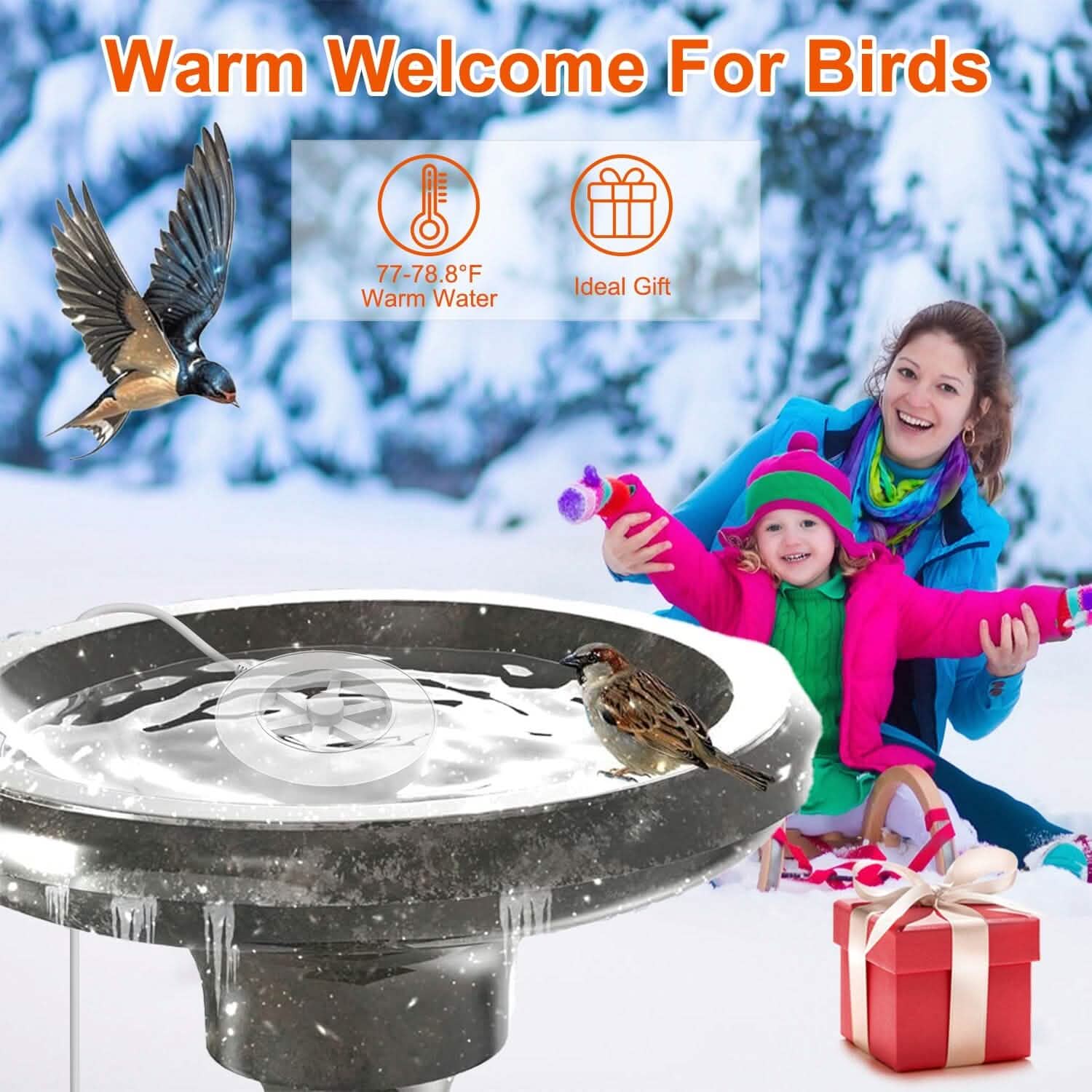 Chauffe-eau 70W en alliage d'aluminium pour bain d'oiseaux avec thermostat et arrêt automatique