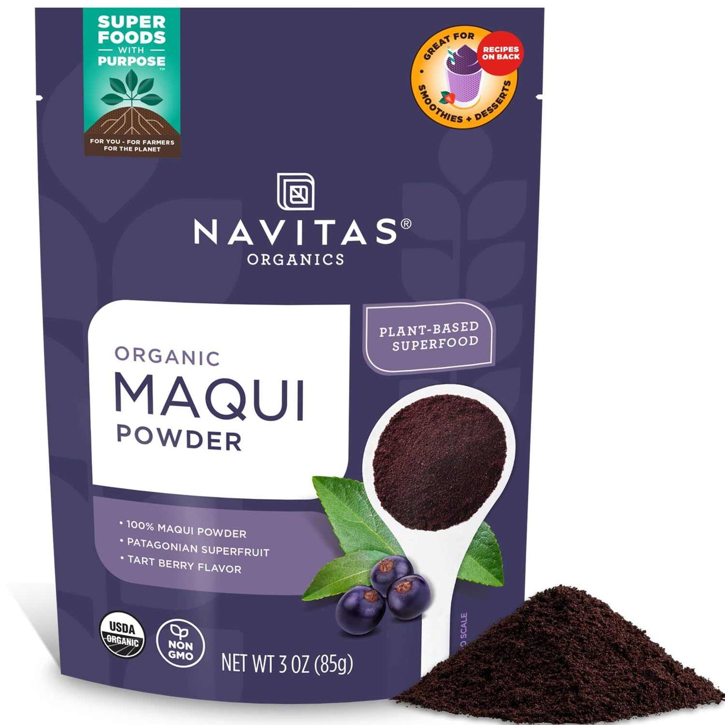 NAVITAS Maqui Powder Organic - Antioxidant-Rich | Superfood+ | 3 oz