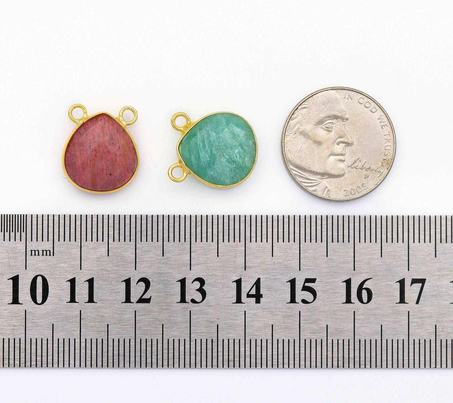 Gold Teardrop Gemstone Charm, Sku#LY21C