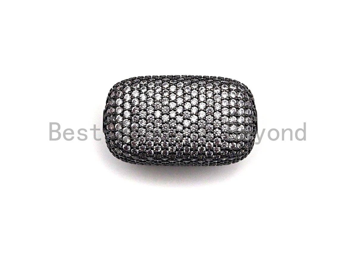 Large CZ Micro Pave Barrel Rectangle Spacer Beads, sku#X145
