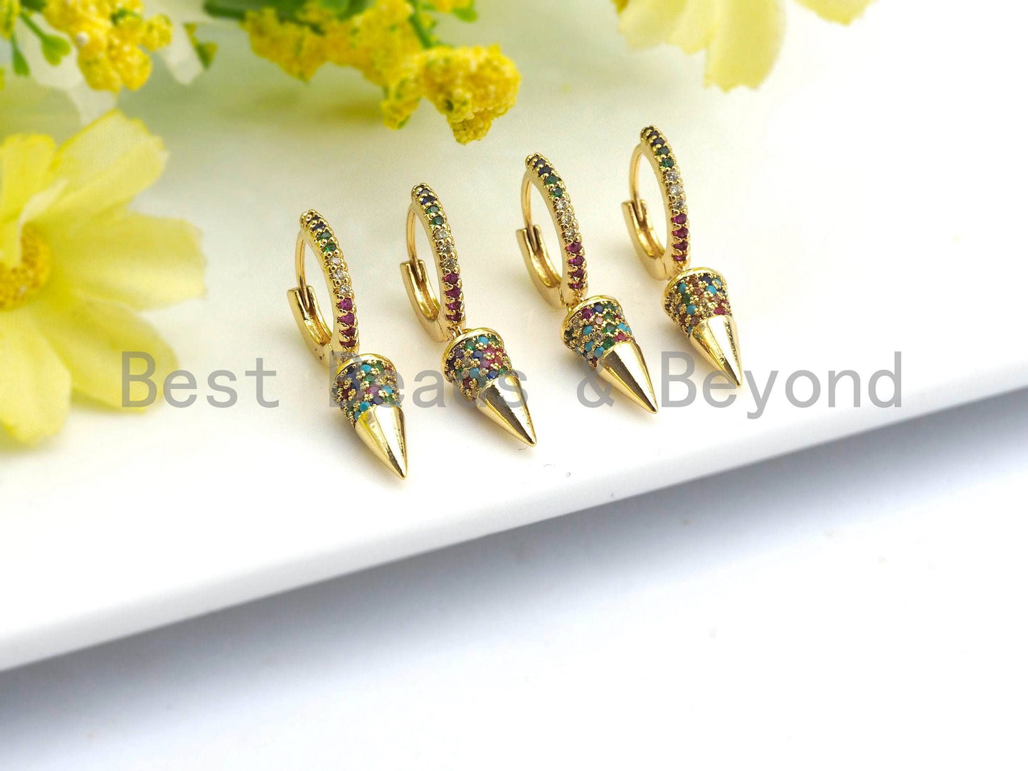 CZ Spike Dangle Earrings, Sku#J67