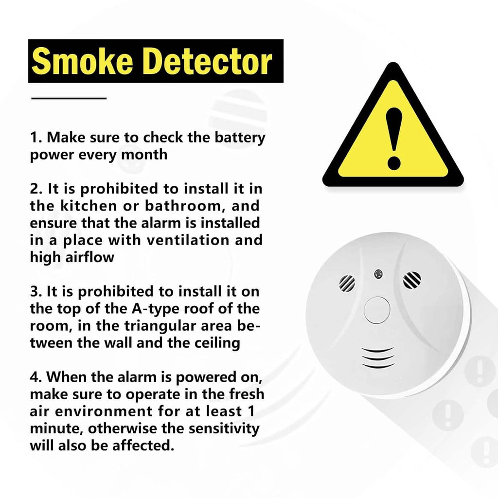 Smoke and Fire Detector Alarm – Portable Photoelectric Fire Alarm with Silence Button