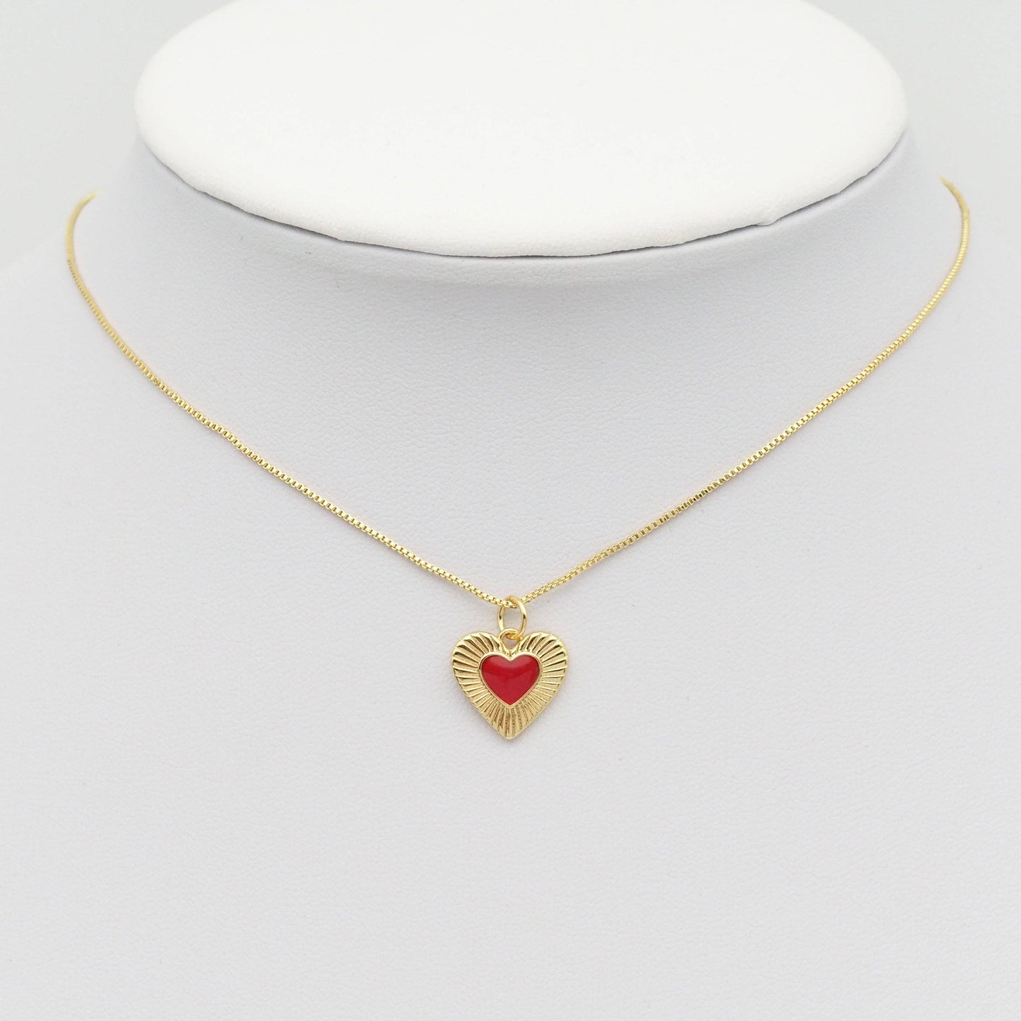 Red Pink Enamel Heart Charm, Sku#Y853
