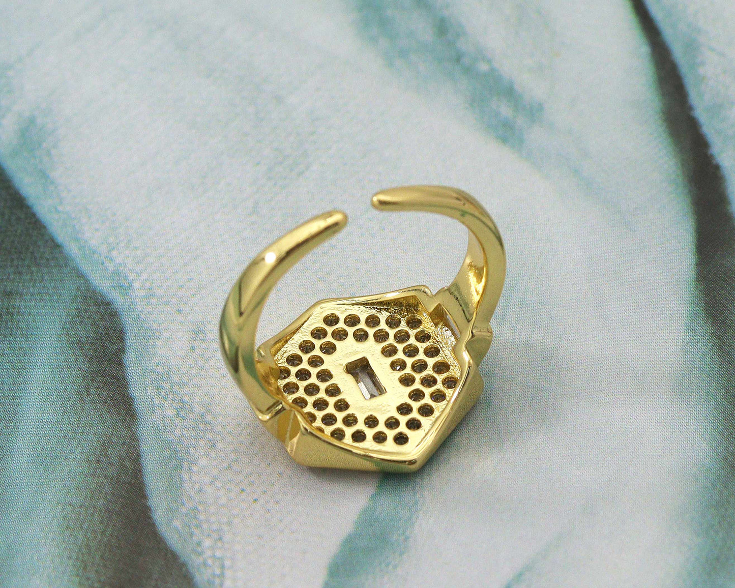 CZ Hexagon Adjustable Ring, Sku#O94