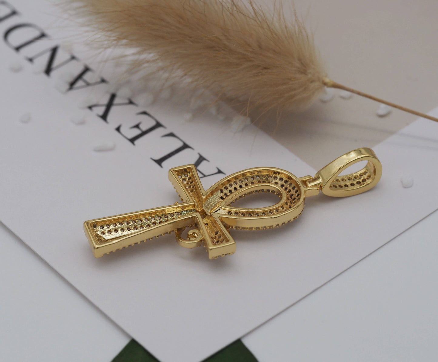 CZ Teardrop On Cross Shape Charm, Sku#LK618