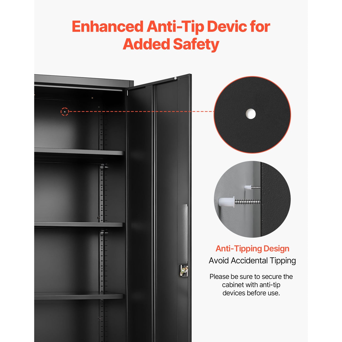 Metal Storage Cabinet with Lockable Steel Construction