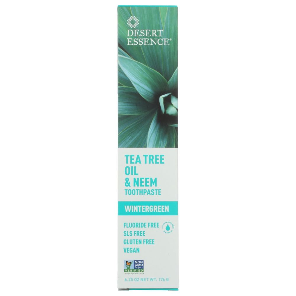 DESERT ESSENCE: Natural Tea Tree Oil and Neem Toothpaste Wintergreen, 6.25 oz