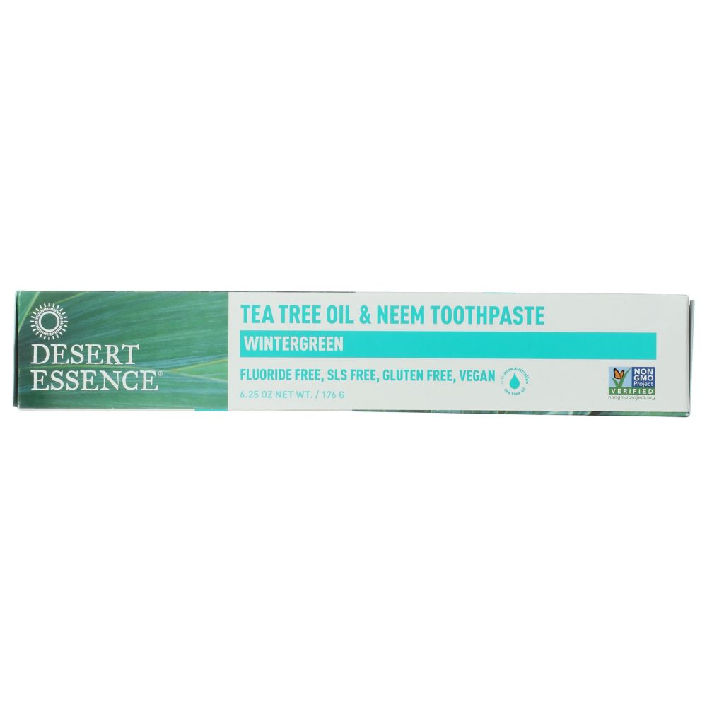DESERT ESSENCE: Natural Tea Tree Oil and Neem Toothpaste Wintergreen, 6.25 oz