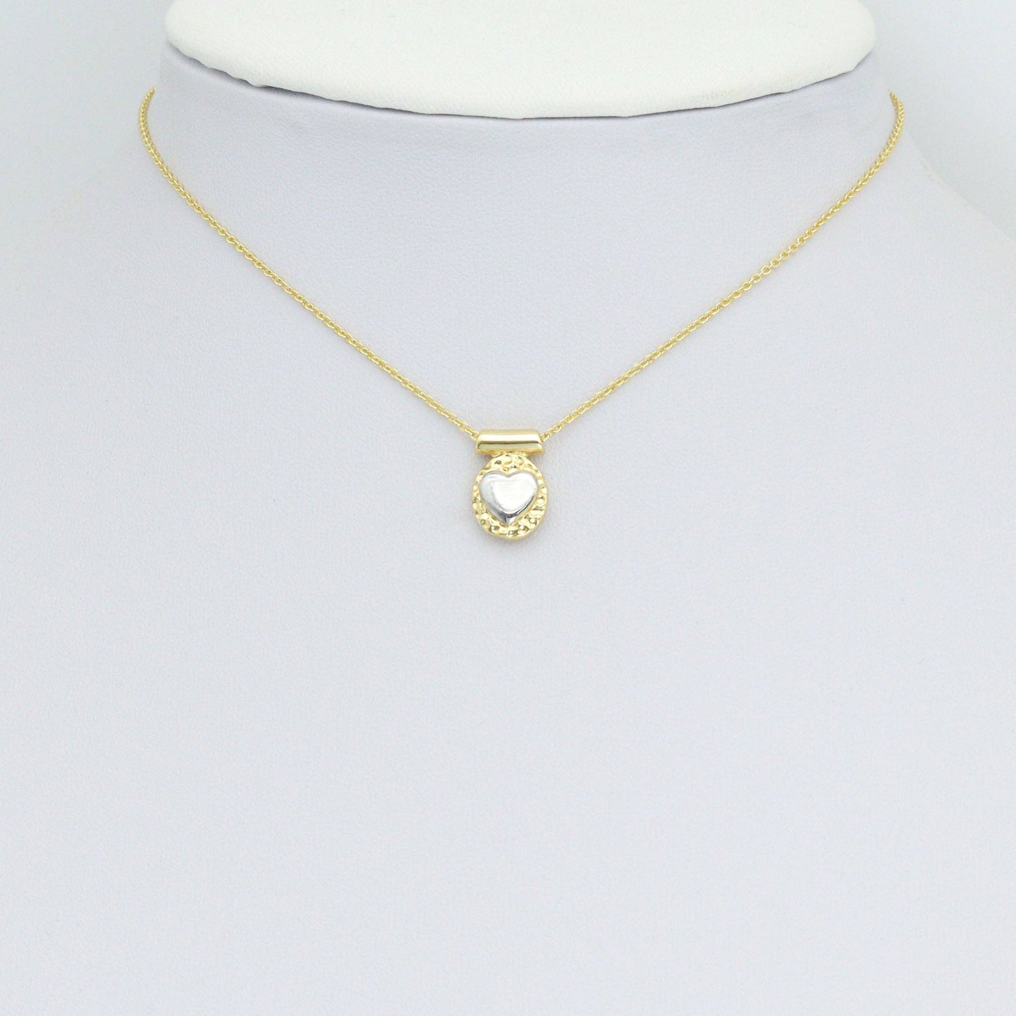 CZ Dual Color  Heart Charm Pendant, Sku#LK1183