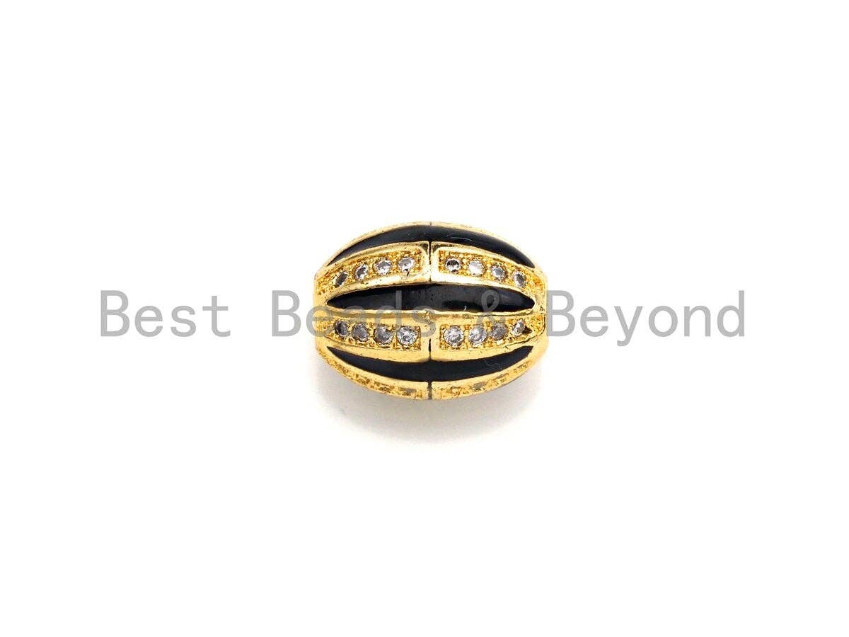 CZ Pave Oval Cage line beads, Oval Cubic Zirconia Spacer Beads, Men's Jewelry Findings,10x13mm, sku#Z931