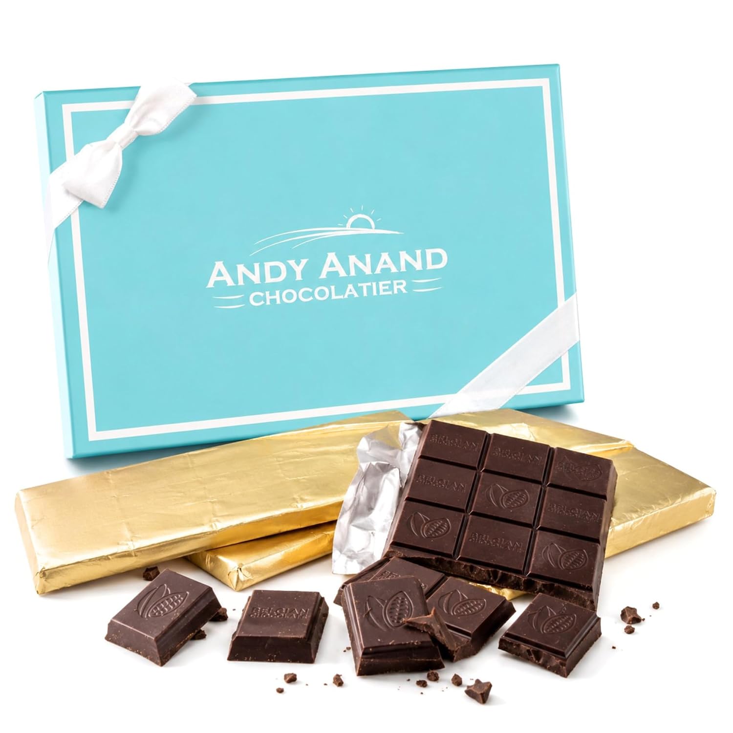 Andy Anand Sugar-Free 80% Cacao Belgian Dark Chocolate Bars, 4 pc – Stevia Sweetened, Intense Dark Flavor, Keto & Diabetic-Friendly Gift