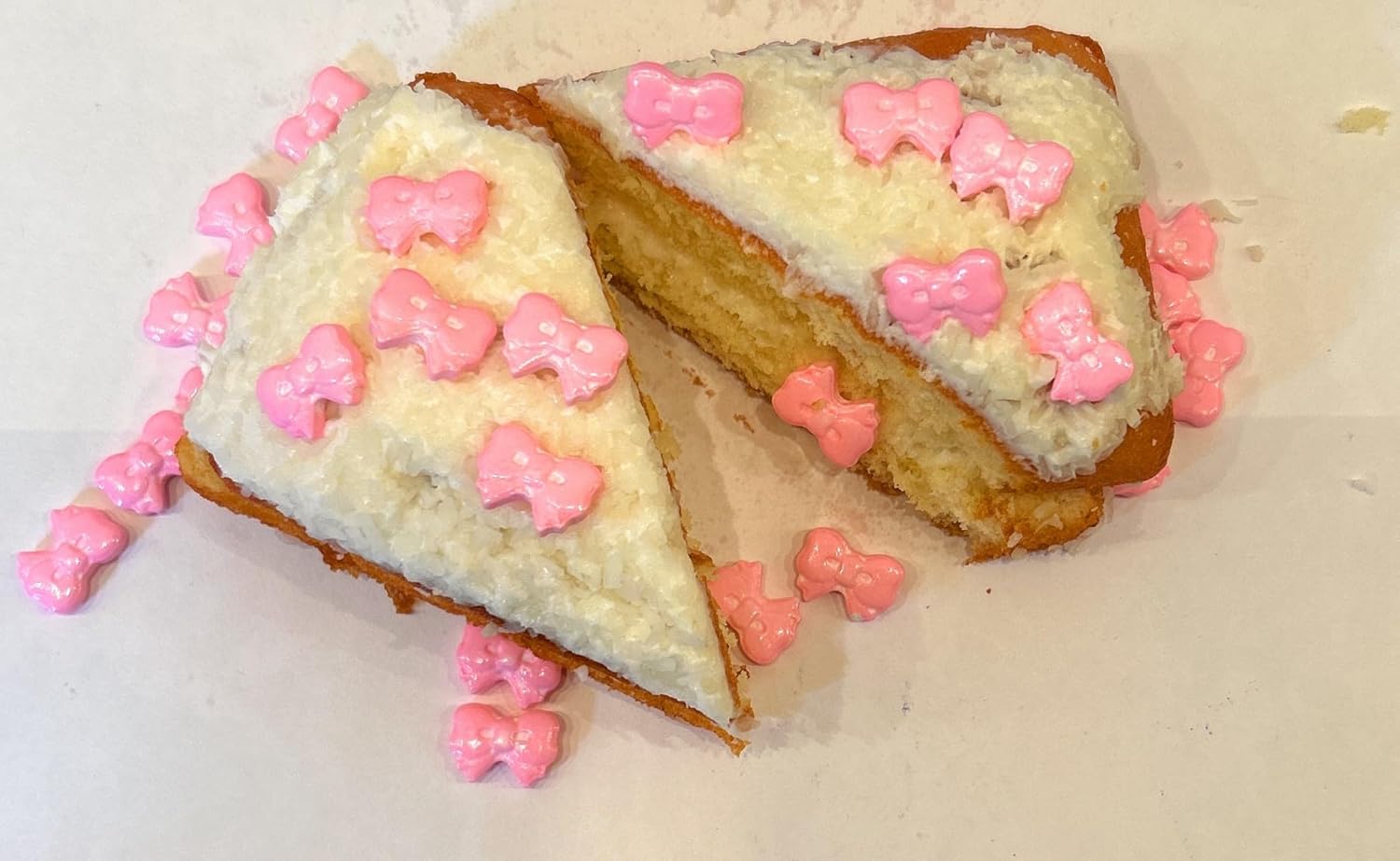 食用バレンタインケーキデコレーション（ピンクのリボン） - ロイヤルシュガーアイシングデコレーション - バレンタイン用スプリンクル