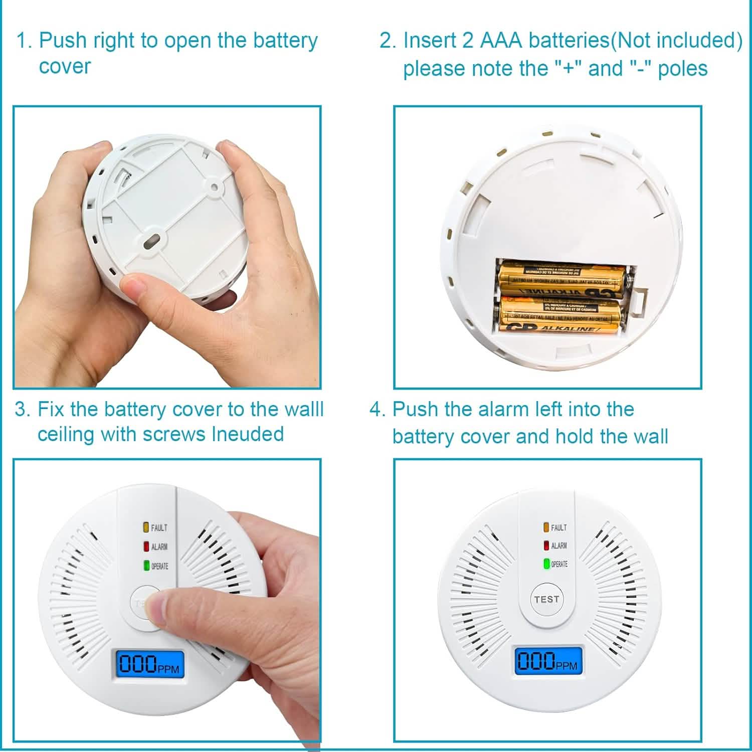 ポータブル一酸化炭素検知器 – 電池式COアラーム