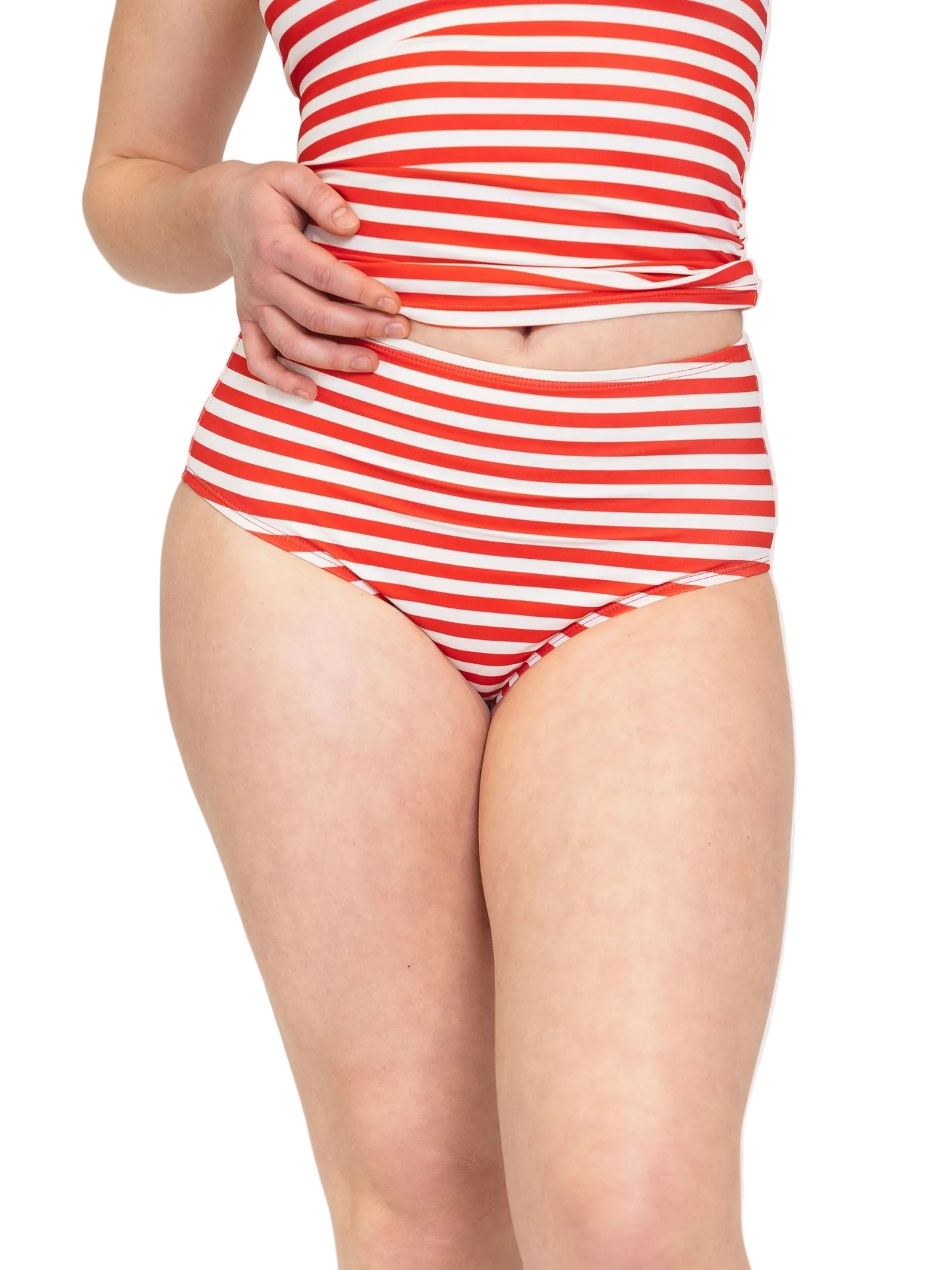 Horizontal Red Stripe High-Waist Bottom