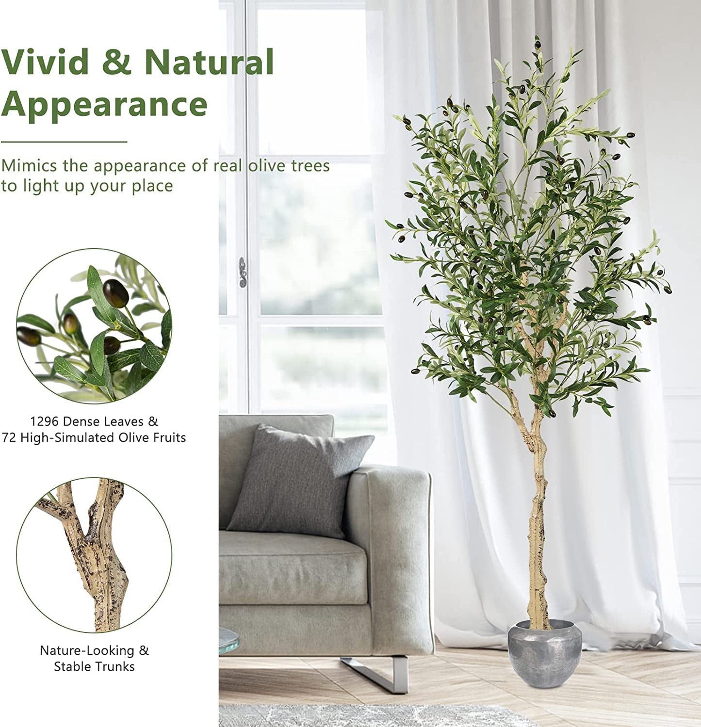 6 Feet Artificial Olive Tree in Cement Pot