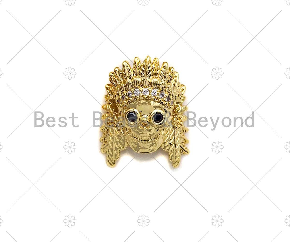 CZ Micro Pave Pharoah Head Spacer Beads, Cubic Zirconia Pharoah Head Spacer Beads,Men's Jewelry Findings, 10x13x14mm, sku#LK91