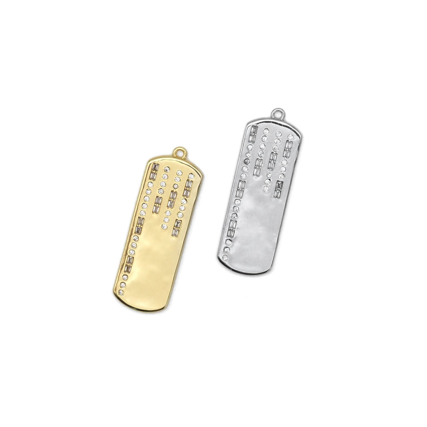 Gold Silver Celebration bar Shape Charm, Sku#B364