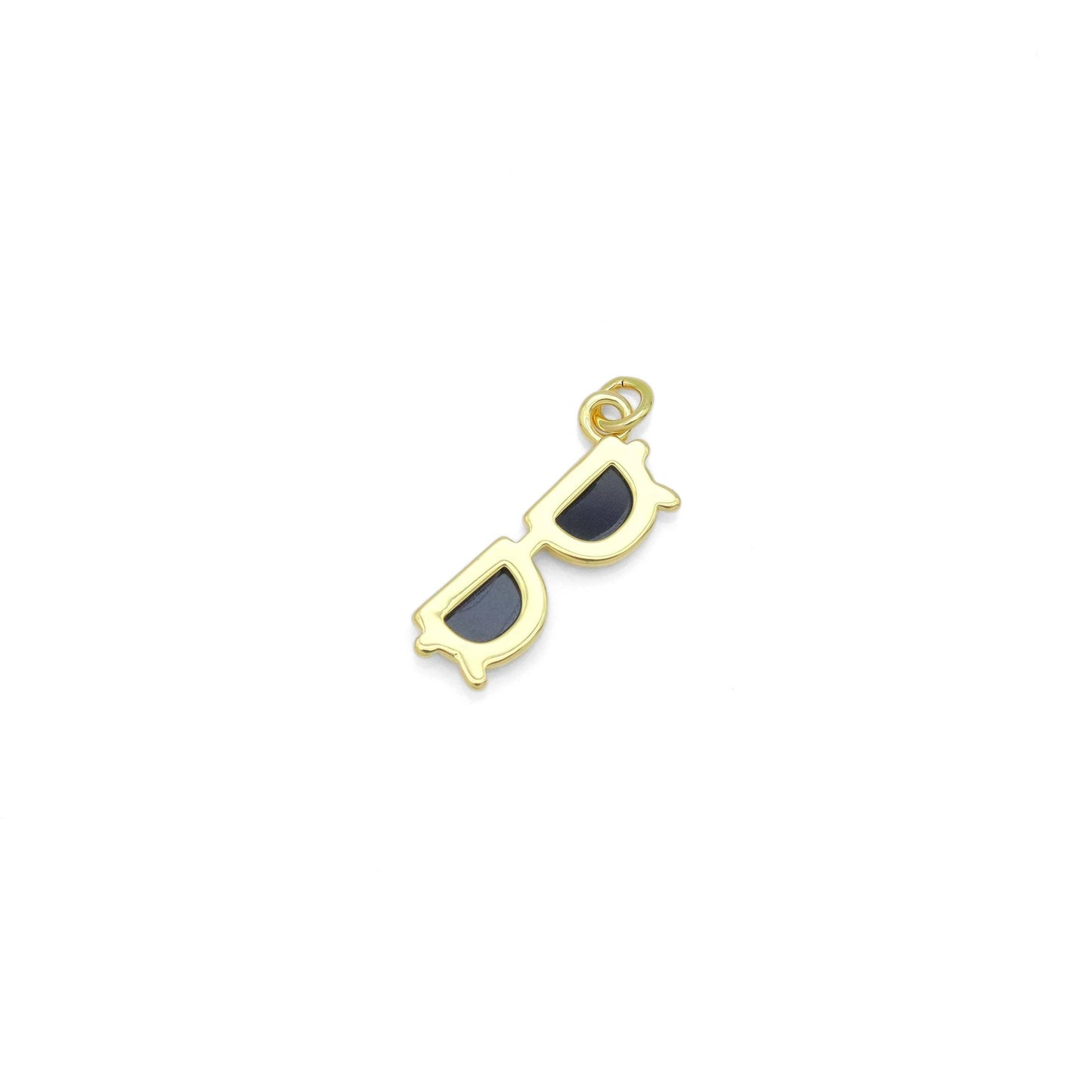 Black Enamel Gold Sunglasses Charm Pendant, Sku#Y973