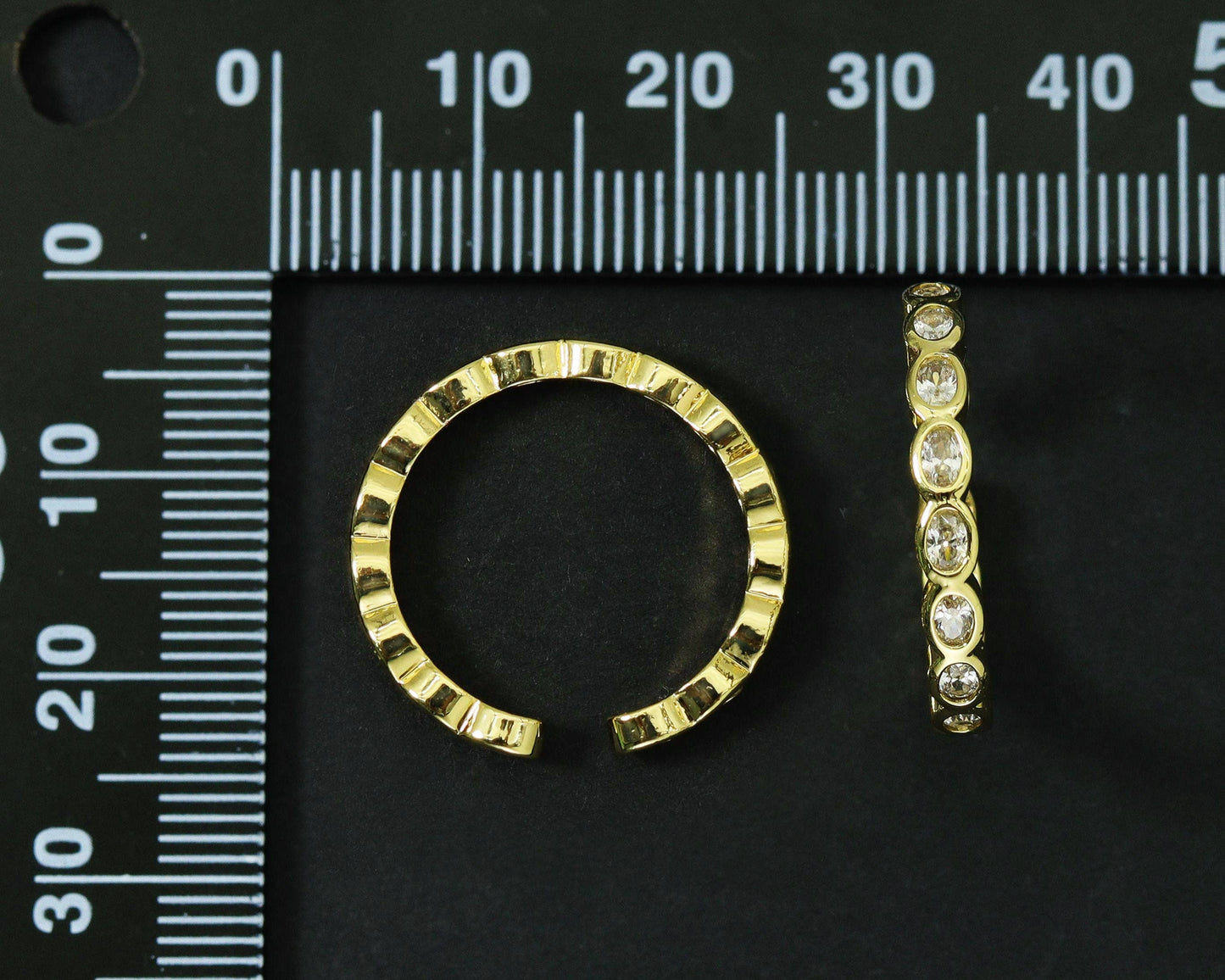 Oval CZ Link Adjustable Ring, Sku#LD217