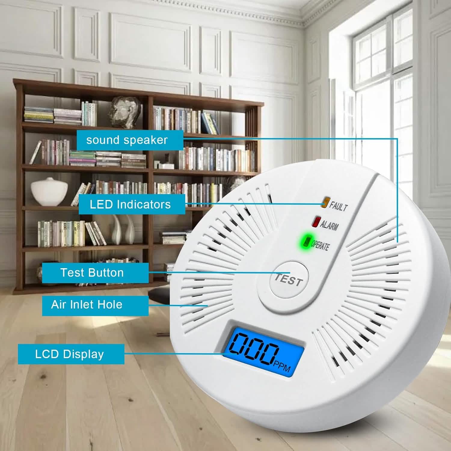 ポータブル一酸化炭素検知器 – 電池式COアラーム
