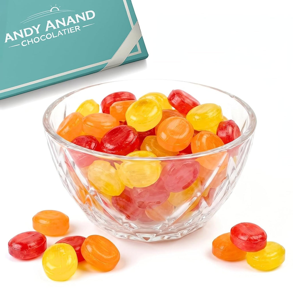 Andy Anand Sugar-Free Tropical Fruit Hard Candy with Vitamin C, 40 ct, 7 oz – Low-Calorie, Keto, Gluten-Free, Diabetic-Friendly Gift Box