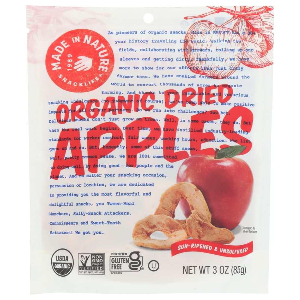 MADE IN NATURE: Organic Dried Apple Rings, 3 oz