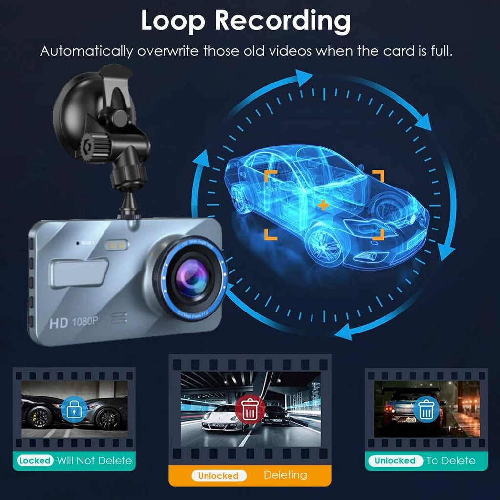 Enregistreur caméra de bord double 720P avec éclairage à détection de mouvement