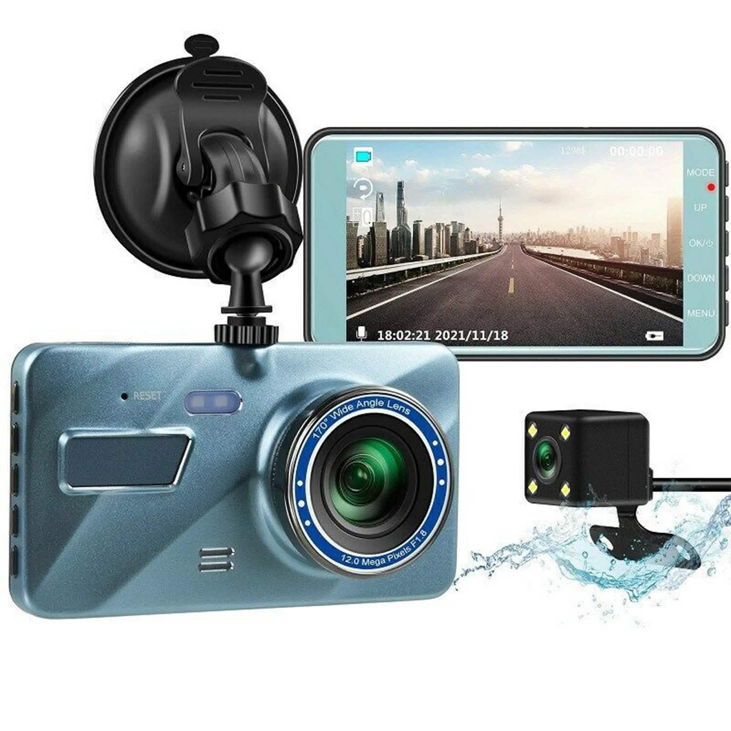 Enregistreur caméra de bord double 720P avec éclairage à détection de mouvement