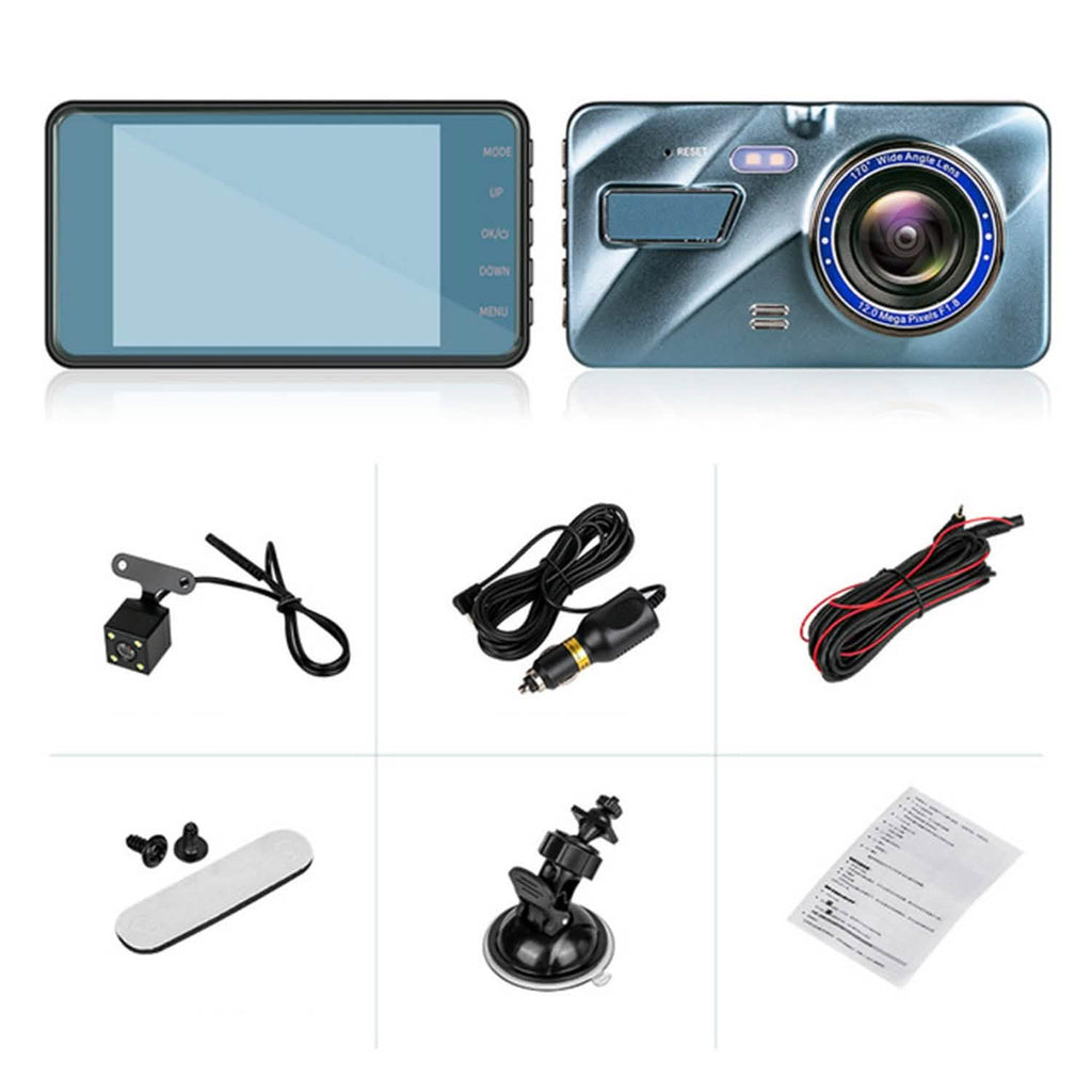 Enregistreur caméra de bord double 720P avec éclairage à détection de mouvement