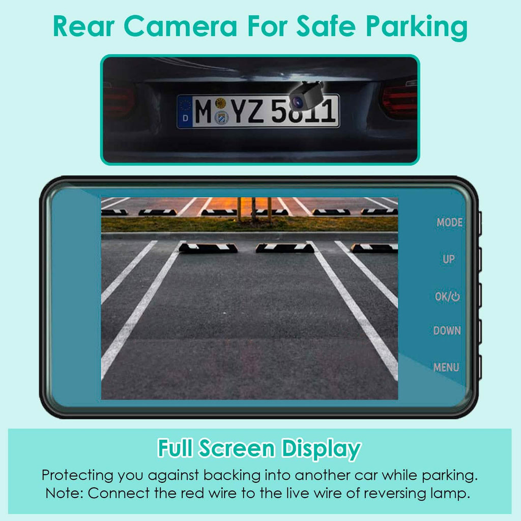 Enregistreur caméra de bord double 720P avec éclairage à détection de mouvement