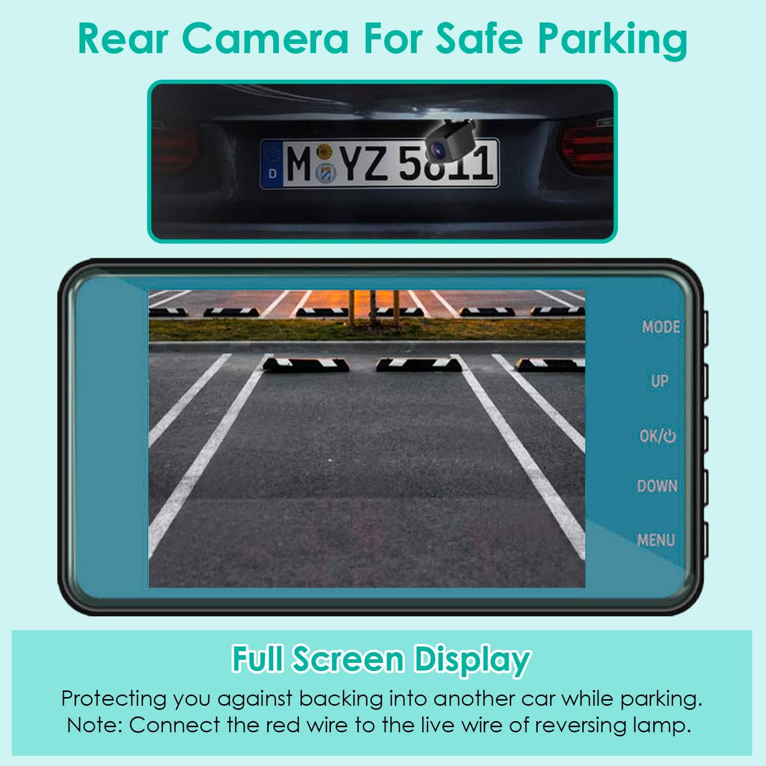 Enregistreur caméra de bord double 720P avec éclairage à détection de mouvement