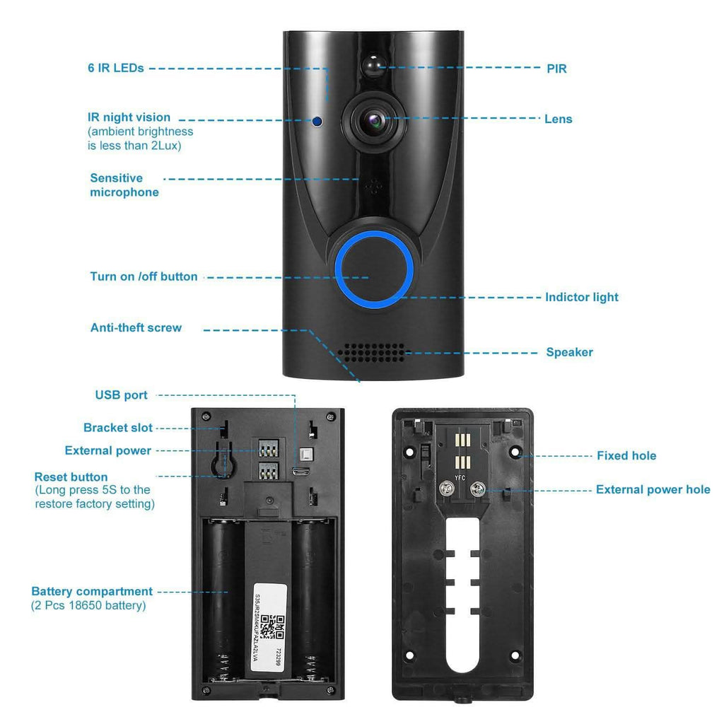 Sonnette vidéo Wi-Fi HD 720p
