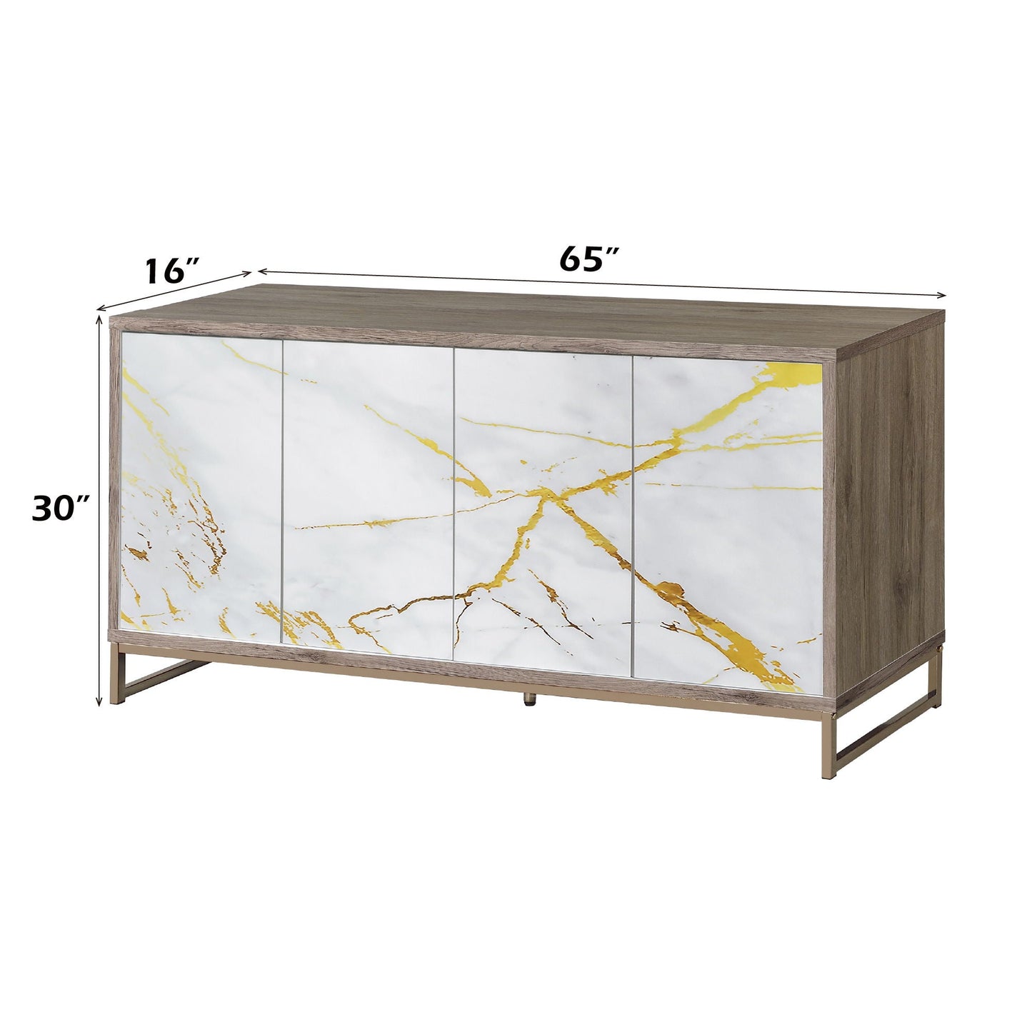 Paavan - Console Cabinet - White / ChampagneChampagne