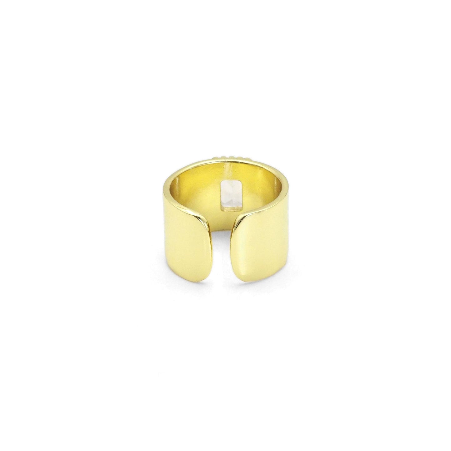 Thick Chunky Gold Rectangle CZ Band Ring, Sku#LK874