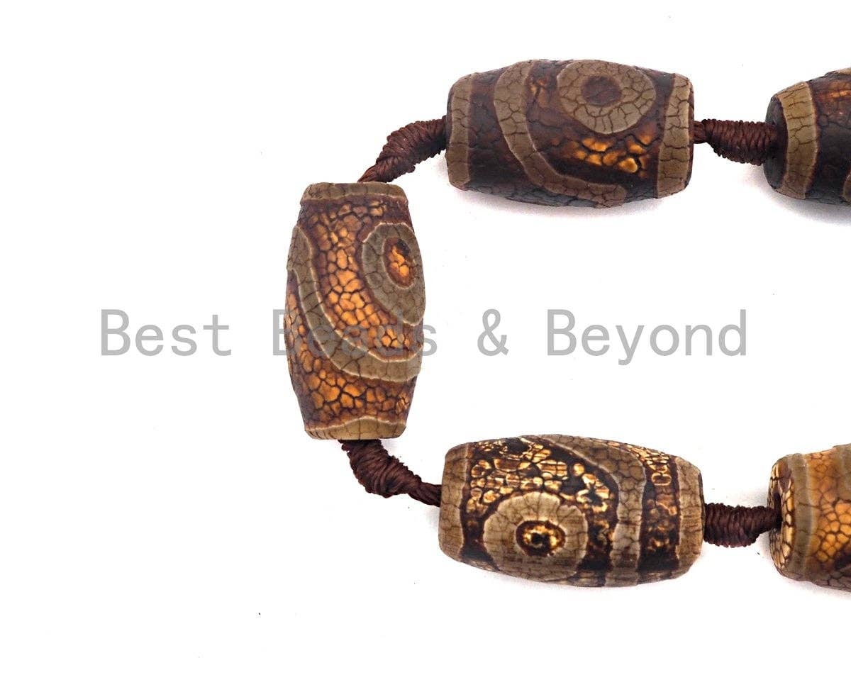1pc/11pcs Natural Tibetant Agate beads, Ancient Tibetan Barrel Shape Beads, Dzi Brown Agate beads, 15x25mm, sku#U555