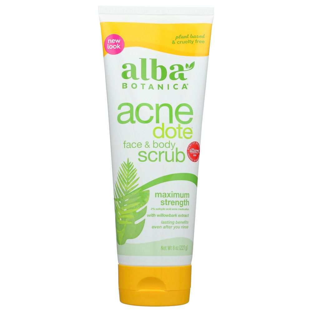 ALBA BOTANICA: Natural Acne Dote Face & Body Scrub Oil-Free, 8 oz