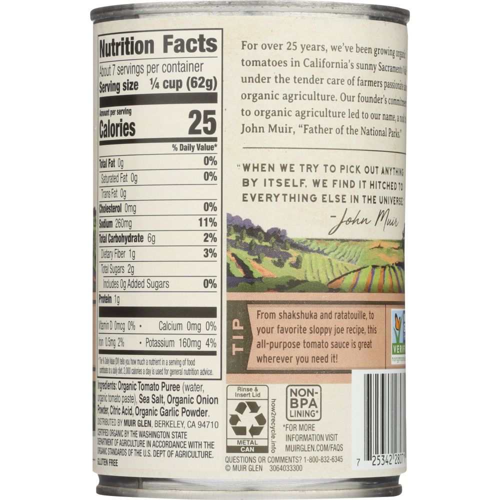 MUIR GLEN: Organic Tomato Sauce, 15 oz
